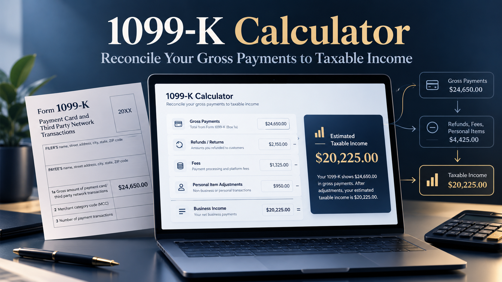 1099-K Calculator: Reconcile Your Gross Payments to Taxable Income